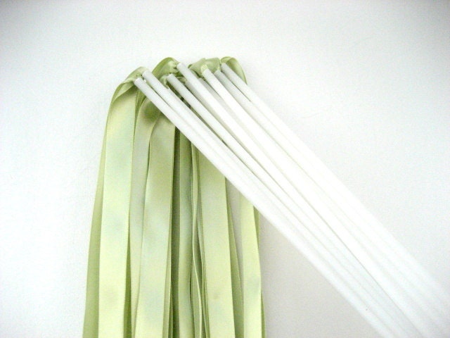 50  Wedding Wands: Ribbon Streamers on Plastic White Dowels