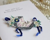 RING BEARER customized classic wedding card, paper goods bridal party card, classic marriage shabby chic wedding gown bridesmaid dress