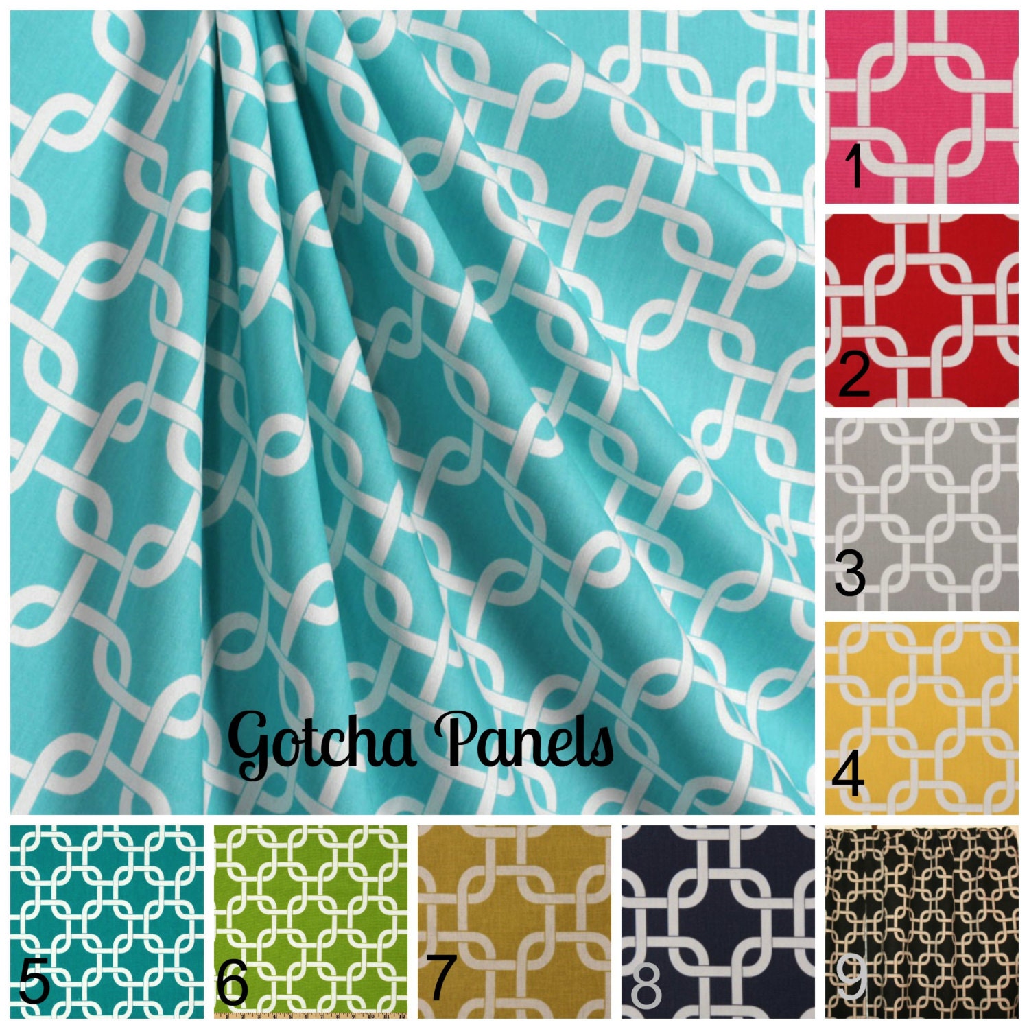 Two Curtain Panels Gotcha 50  x 96 Pick your Own