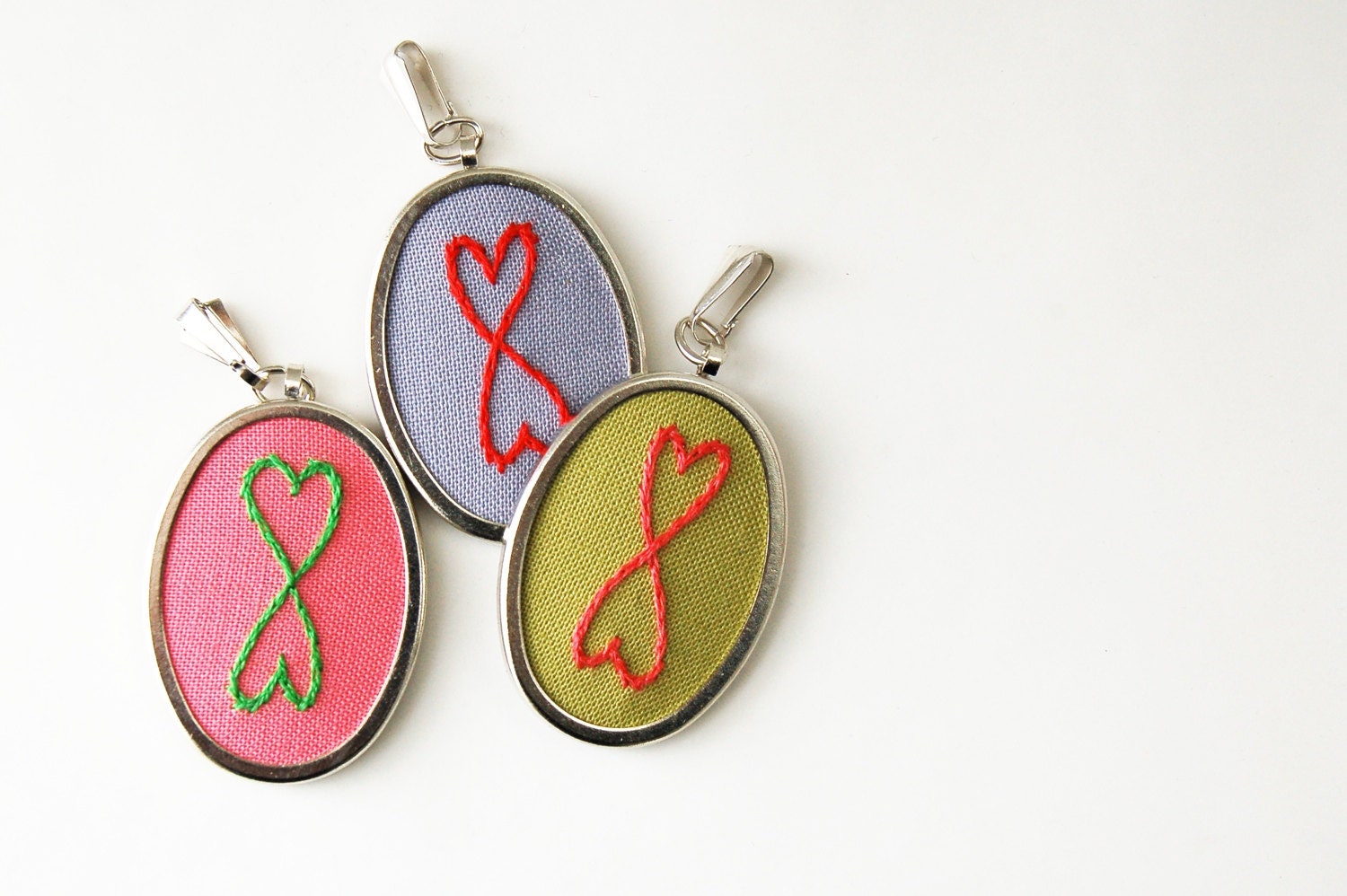 Hand Embroidered Pendant. Infinite Love. Colorful, Customizable. Made to Order by merriweathercouncil on Etsy.