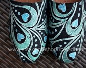 Youth - Blue Green Abstract Peacock Feather Custom Painted TOMS