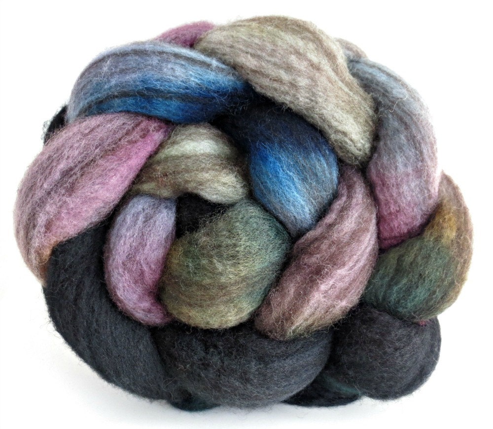 Mixed BFL roving, wool spinning fiber, hand painted bfl roving, bfl combed top, felting fibers