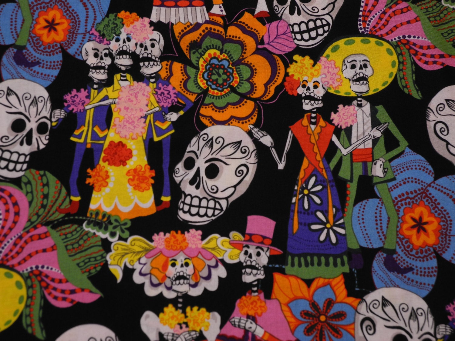 Los Novios Day of the Dead by Alexander Henry Black Background