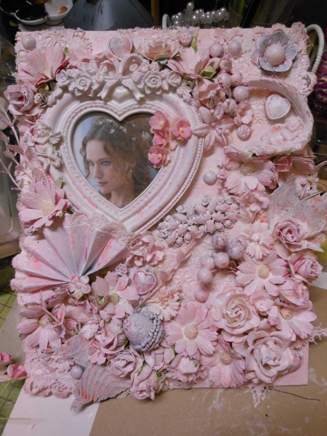 Stunning Shabby Chic Mixed Media Canvas