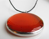 Sunset, Tangerine Orange Stained glass Pendant, Glass jewelry, Glass Jewellery, Glass Necklace