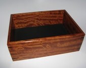 Leather Lined Valet Tray in Figured Bubinga. Valet Box. 9" x 7" x 3"