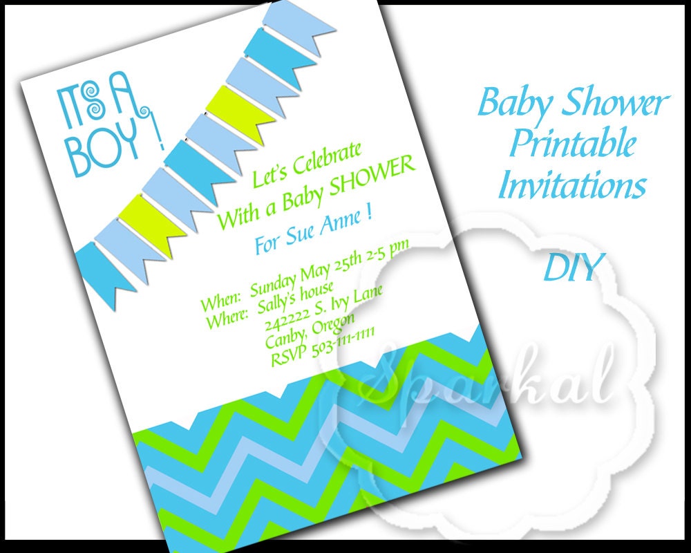 Baby Boy Shower Party Invitation Printable Invitation 5x7 Digital DIY Baby Shower Card party Invitation no.1 Il_570xn