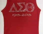 DELTA SIGMA THETA Centennial Greek Letters  Rhinestone Tank Top