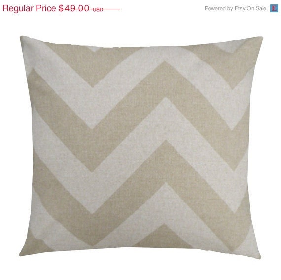 Spring Sale- Tan Chevron Decorative Pillow Cover Zig Zag Cloud Oversized Pillow 20x20