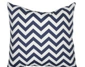 Spring Sale- Decorative Pillow Cover Premier Prints Zig Zag Chevron Navy Blue White 20x20