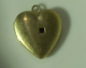 ONE Locket,  Vintage, Etched, Circa 1970, Hong Kong, Hearts with Swedge Hole, Brass, Jewelry, Necklace, Photo's