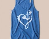 Music Treble Clef Bass Clef Heart Racerback Tank
