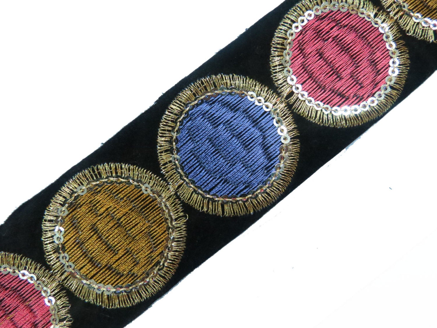 FREE SHIPPING Velvet Fabric Black Sequin Ribbon Trim Sewing Border Lace By The Yard - FT138D