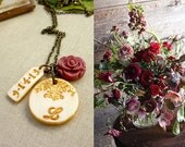 Initial and Date Necklace - Personalized Bridesmaid jewelry - Romantic Date Tag-Set of 4