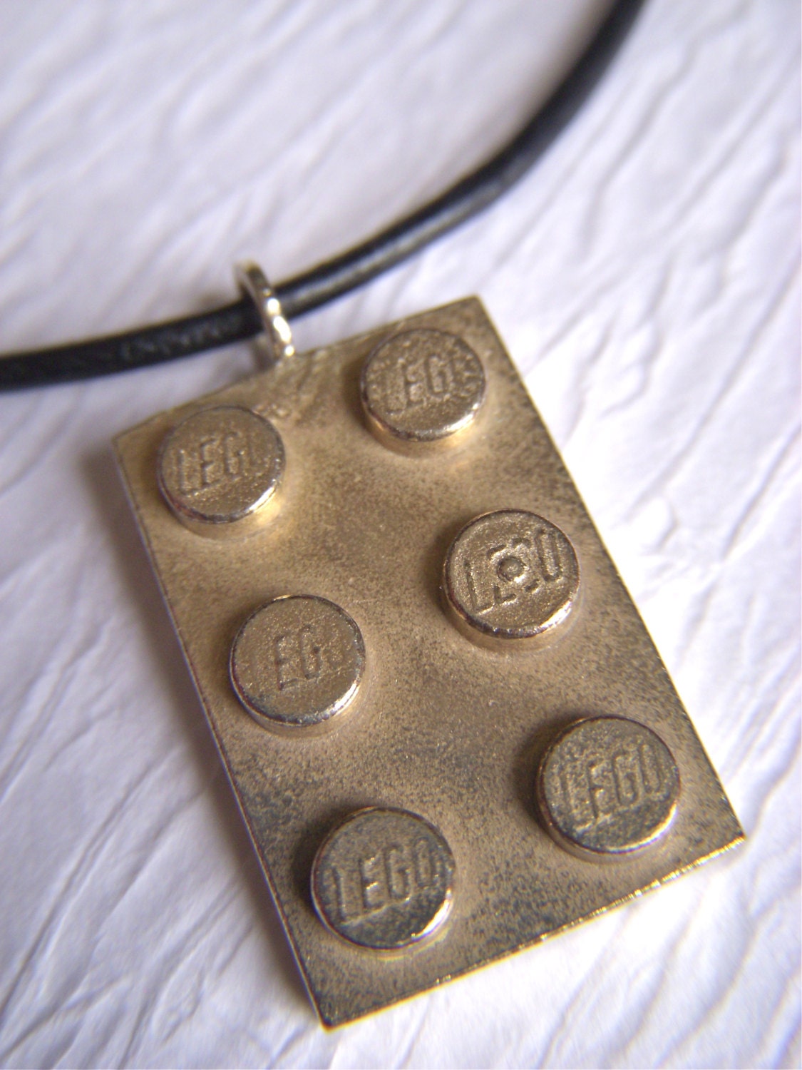 Lego Brick Necklace in Ancient Bronze