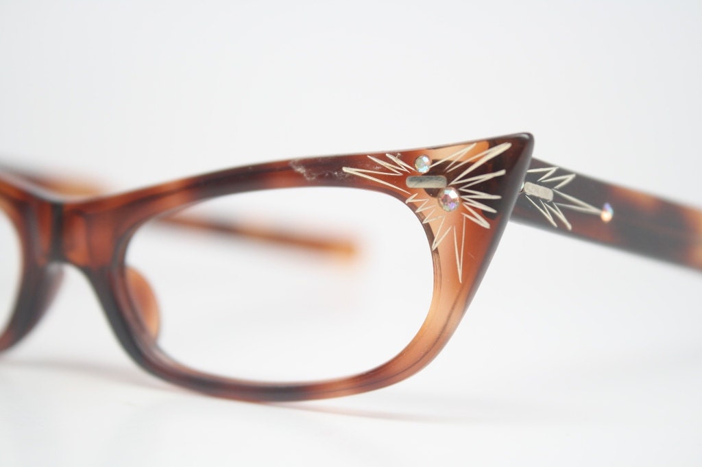Cateye Glasses NOS Rhinestone cat eye Vintage eyeglasses