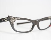 Brown Cateye Glasses NOS Rhinestone cat eye Vintage eyeglasses