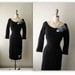 50's Cocktail Dress  // Vintage 1950's Black Rose Fitted Hourglass Cocktail Party Dress S