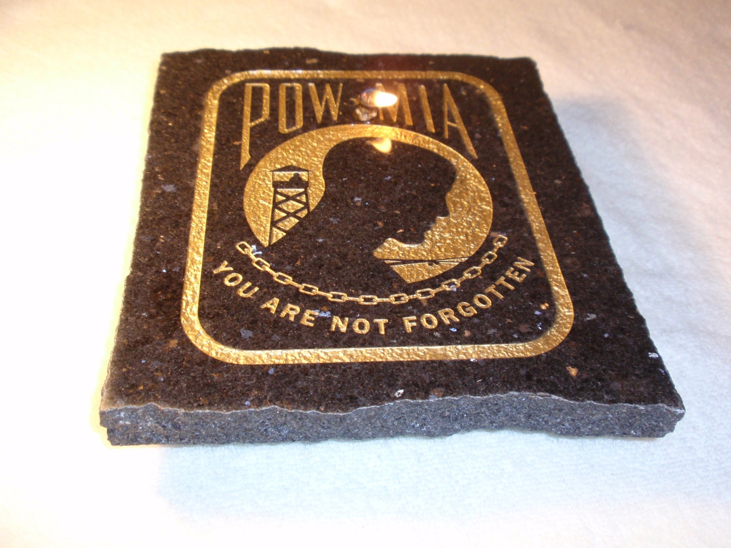 Solemn Remembrance "POW MIA" Firestone/Granite Oil Candle tabletop tiki