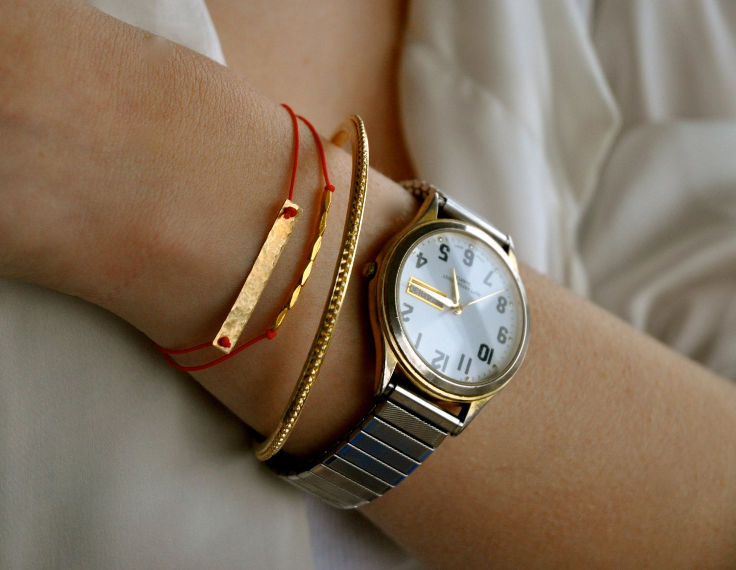 Red String Tube Beaded Bracelet