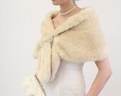 Faux fur wrap bridal stole Champagne 800MM-Champagne