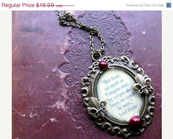 sToReWiDe sale Lord Byron Vampire Quote - Bronze - Poetry Quote Necklace