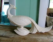 vintage 1950s Art Moderne stylized spatter glazed pheasant bird figurine