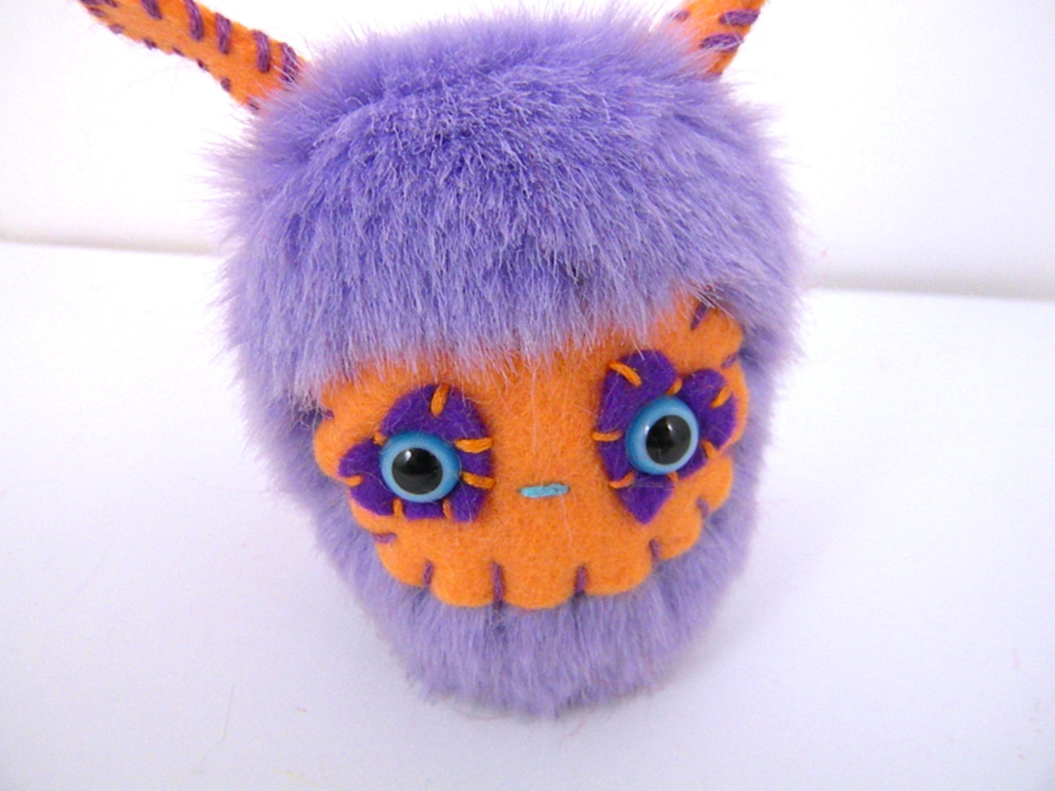 SALE Josette the plush monster miniature Little Love Bug purple orange blue hearts