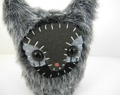 Linus the plush silver fox stuffed animal woodland creature black white grey