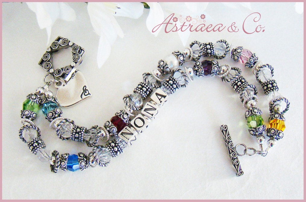 Sterling GRANDMA BRACELET - personalized with Grandchildren's birthstones - Family Tree Jewelry for Mother's Day