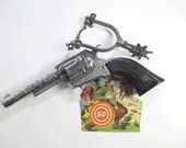 Vintage Pony Boy Toy Cap Gun Plus Metal Spur and Cowboy Paper Ephemera - Cowboy Instant Collection