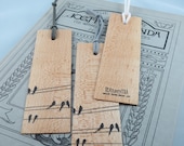 Wood, Bird, Graphic Bookmark: Bridal Shower Favor, Wedding Favor, Baby Shower Favor, Party Favor, Favor, Gift