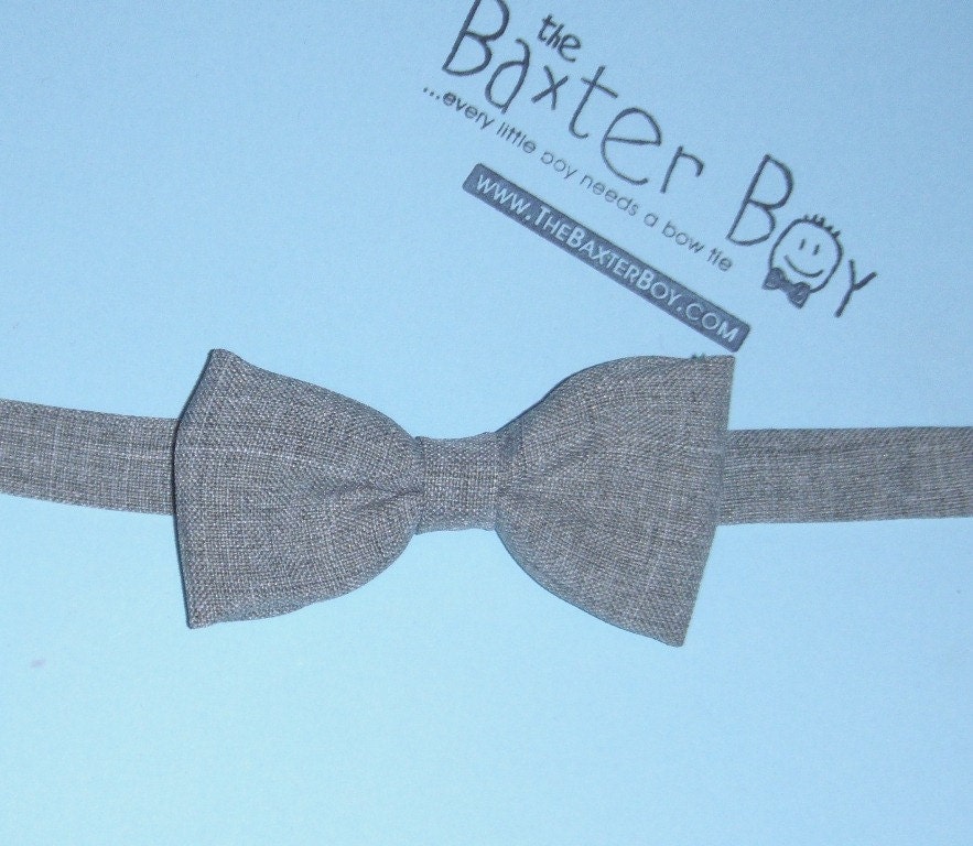 Light Grey polyester little boy bow tie -  photo prop, wedding, ring bearer, accessory