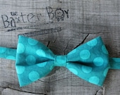 Teal polka dot little boy bow tie - photo prop, ring bearer, wedding