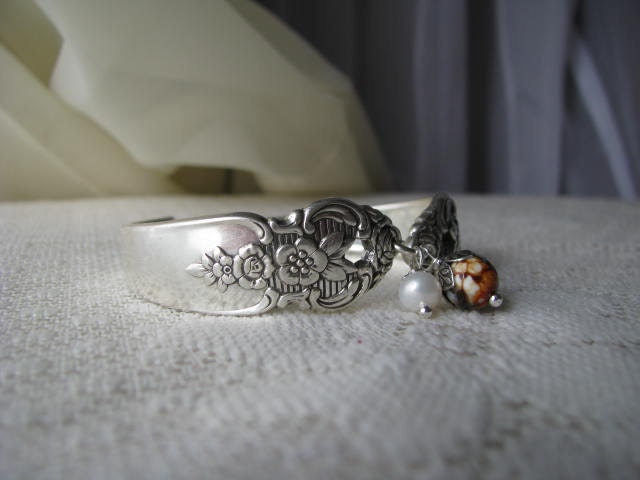 Spoon bracelet - Spoon Jewelry - Vintage Silver Plate Spoons - "Distinction" by Prestige Plate, 1951