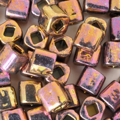 SEED BEADS-4mm Cube-514 Higher Metallic Gypsy Gold-7 Grams