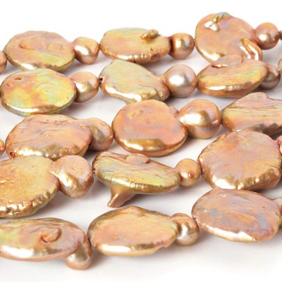 20MM COIN PEARL-Large-Freshwater-16 Inch Strand