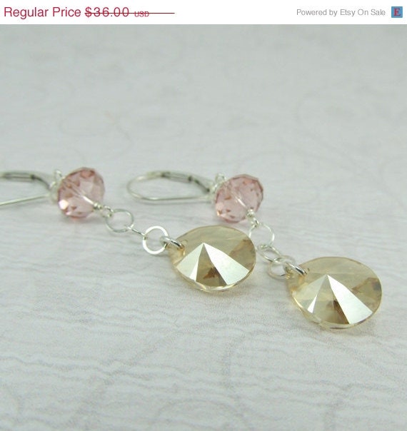 15% OFF Vintage Rose Golden Shadow Sterling Silver Dangle Earrings