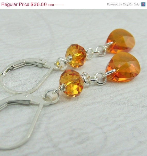 15% OFF Crystal Astral Pink Teardrop Sterling Silver Drop Earrings