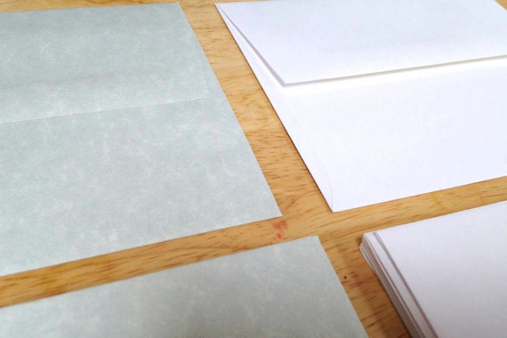 A2 Square Flap Card Envelopes . Gray Grey Marble Vellum Parchtone and Bright White . Collection Set of 10