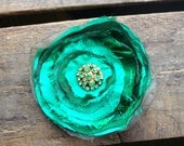 Green Vintage Rhinestone Hair Clip Flower for St. Patrick's Day