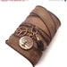 Silk Wrap Bracelet with Tree of Life, Peace Sign, and Smoky Quartz, yoga jewelry, wrapped wrapping bracelet, wrap around,wrist wrap