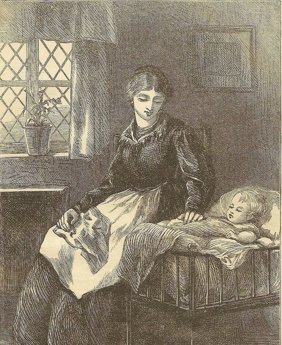 Lullaby with Poem by Lord Tennyson Original  Bookplate from 1893 Chatterbox Children's Book