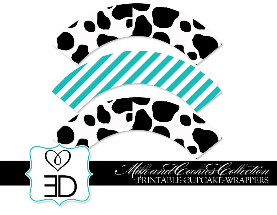 Milk and Cookies Collection - Printable Cupcake Wrappers - INSTANT DOWNLOAD
