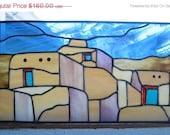 SALE Stained Glass Art Panel "Pueblo" FREE SHIPPING  Southwest Style