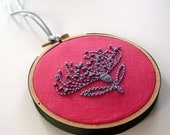 Pincushion Protea - hand embroiderd 4" hoop art