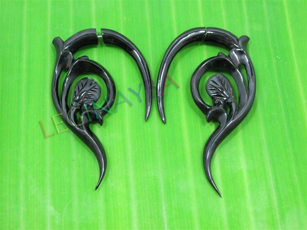 flower horn tribal earrings
