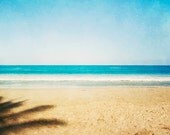 On A Beach In Hawaii, Beach Photography, Turquoise Beach Decor, Palm Tree, Blue, Beige, Beach Home Decor, Ocean, Beach Wall Art, 8x10