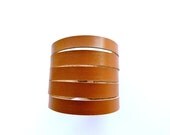 Leather Cuff Five Strap Italian Leather In Camel
