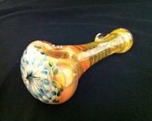 Half Price Sale XL Glass Pipe Inside Out Heavy Silver and Gold Fumed Dot Head and Corkscrew Intense Color Changing Tobacco Spoon Pipe